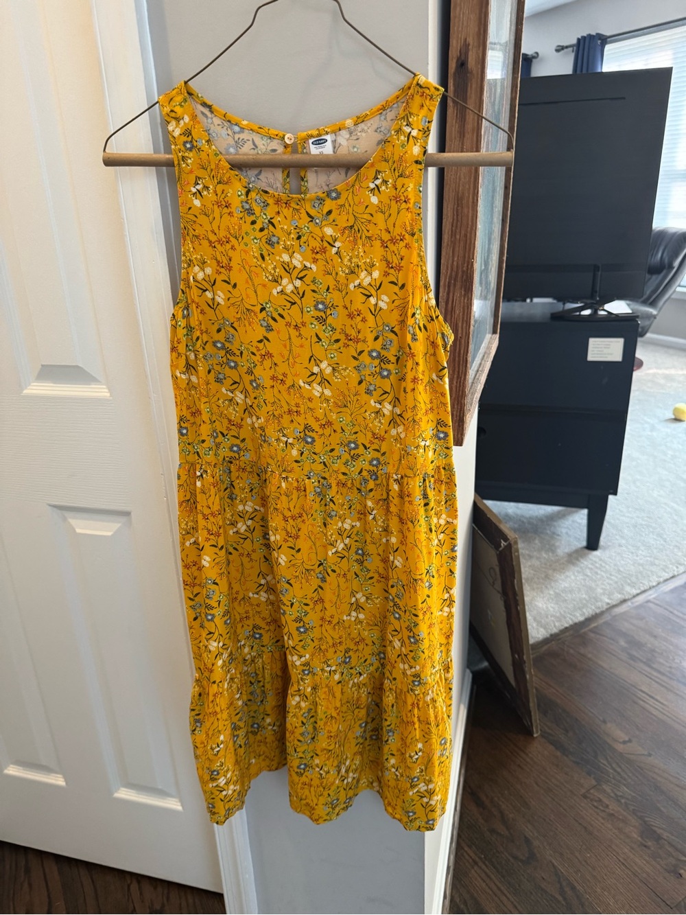 Old Navy Yellow Floral Tiered Midi Dress